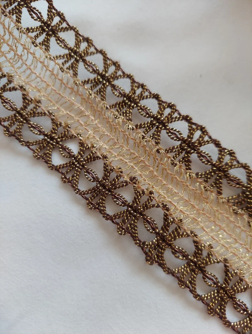 Decorative Metallic Bronze Gold Wired Ribbon, Over 15 Yds, 1yd To 3 1/2 Yd Pcs